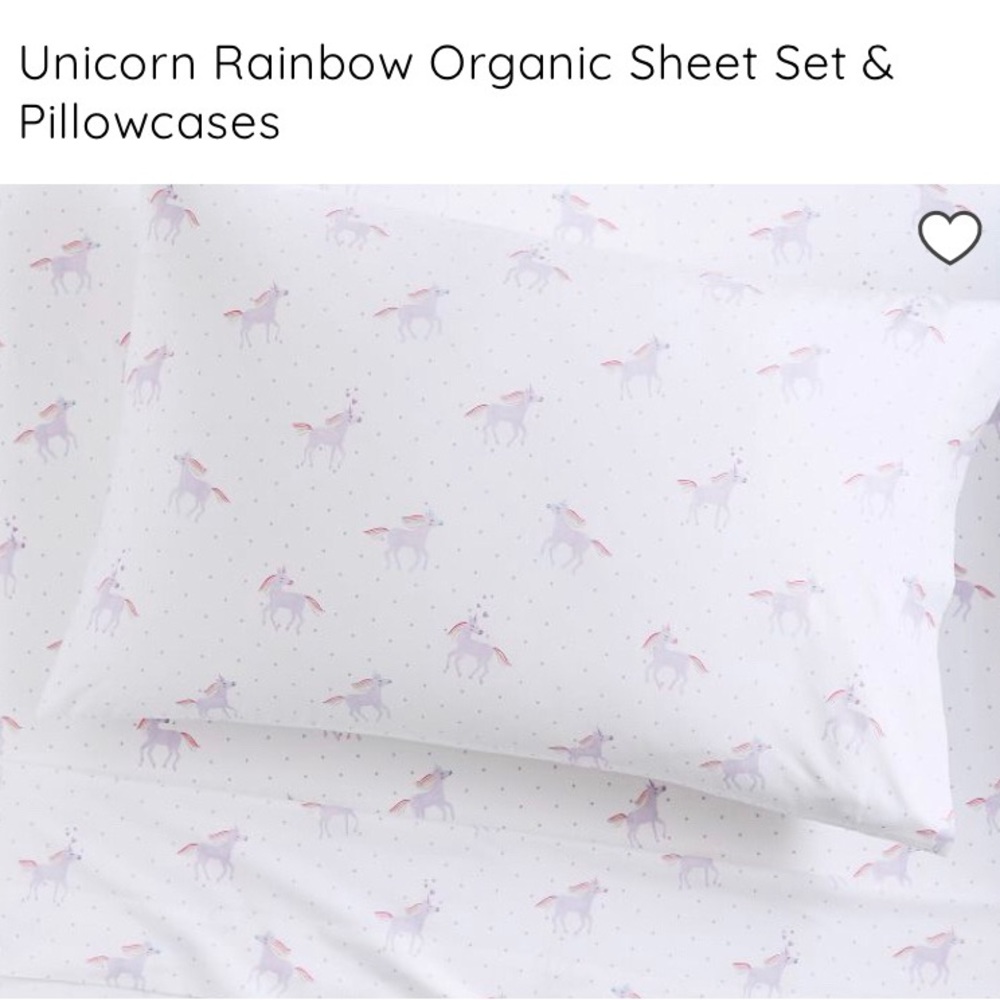 Lavender Molly Unicorn Rainbow Organic Twin Sheet Set by Pottery Barn Kids